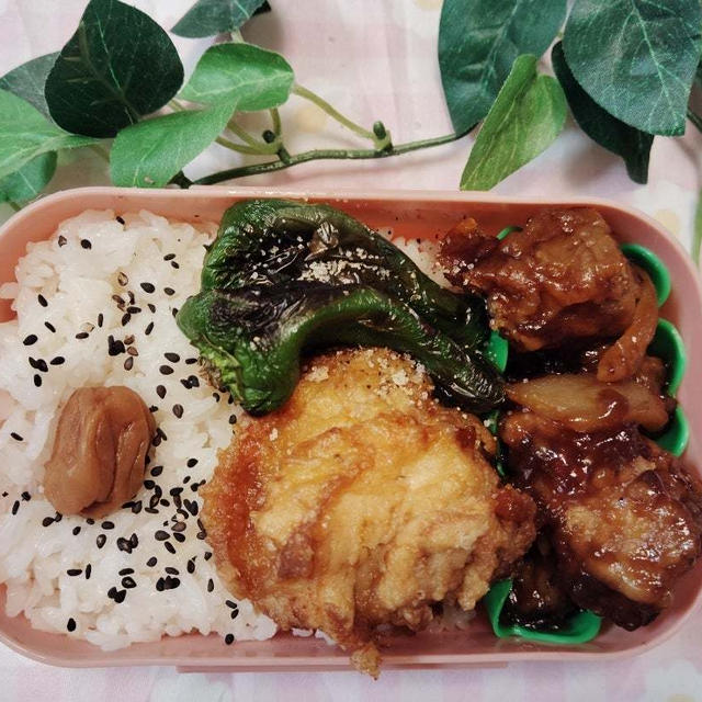 唐揚げ豚の黒酢炒め弁当【のっけ弁当】    #節約弁当