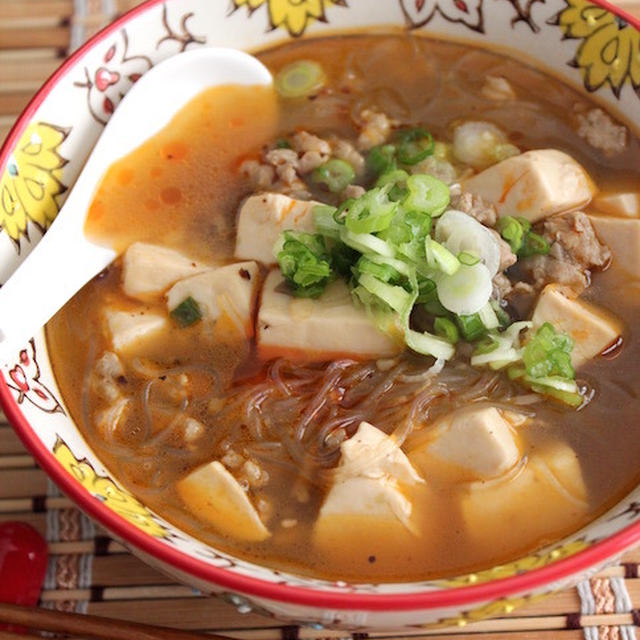 残った麻婆豆腐でマーボー春雨スープ