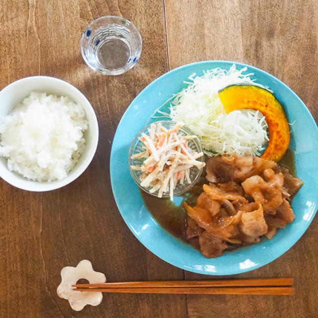 和食にうえていた今日のごはんは、豚の生姜焼きとごぼうサラダ♪