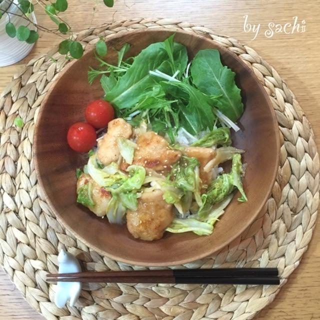 鶏むね肉と春キャベツの味噌マヨ炒め deワンプレート　今日は昭和の日