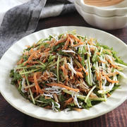 簡単＆栄養どっちも妥協しない！水菜とにんじんとしらすのおかかぽん酢和え