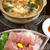 ■晩ご飯【鍋焼き力うどん　焼き餅・なめこ・法蓮草・ごぼう天入り／ブリのお刺身】