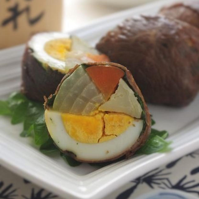 すき焼のたれで！卵と野菜の牛肉巻き