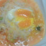 昨日の夕飯は、キムチ＋温泉卵かけ雑炊でした(●^ー^●)