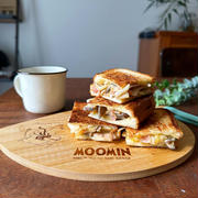 【食パンレシピ】エリンギ1パック使用！フライパンで秋のホットサンドと、ムーミンのまな板