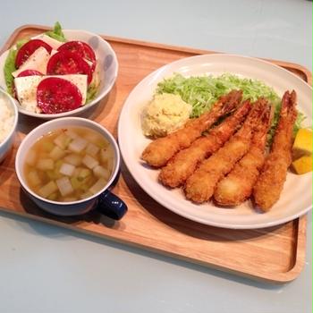 海老フライ＆餡掛け焼きそばで晩御飯