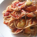 Spaghetti alle vongole e faveあさりと空豆のトマトスパゲティ