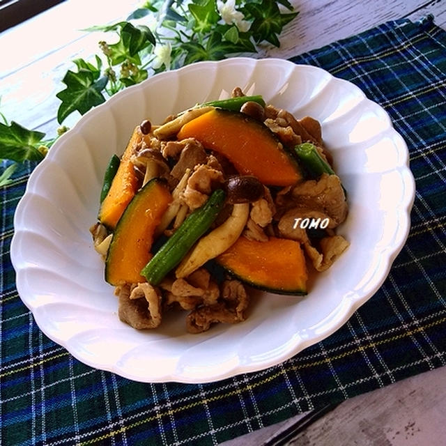 ご飯が進む♪味付けは焼肉のタレだけ！かぼちゃと豚肉の焼肉のタレ炒め