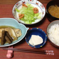 今日の朝御飯と旦那のおにぎり。
