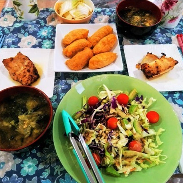 きょうのおやつ作りはライスクリスピー ～ タラの醤油麹漬けと稲荷寿司