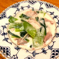 青梗菜と豚バラのクリーム煮