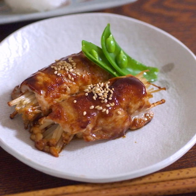 ハンパな食材で☆エノキの肉巻き