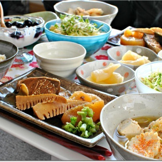 ☆2013年料理始め！ぶり大根たけのこ・白子汁　6日の朝ごはん☆