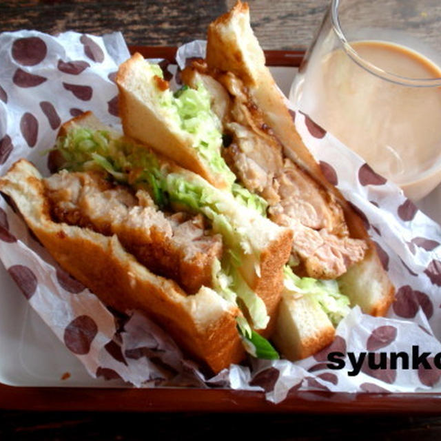 【簡単！カフェサンド】食パンで＊鶏の和風竜田揚げサンドイッチ