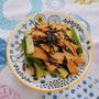 大森屋の彩り野菜と鶏そぼろふりかけを使って、きゅうりとひじき、高野豆腐のピリ辛炒め