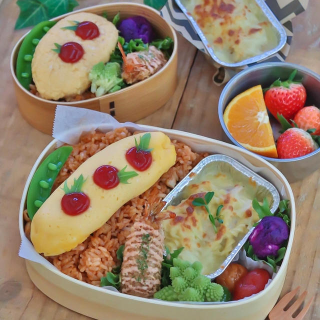 巨大なわっぱ弁当箱で お子様ランチ風洋食弁当＊