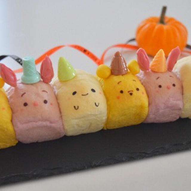 セリアのアイスクリームピックスで♪プーさんとピグレットのハロウィンちぎりパン♡