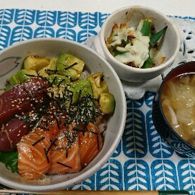 海鮮アボカド丼 特製タレで☆2016/08/19の晩ごはん。