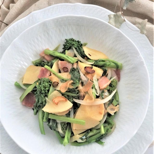 筍と菜の花のペペロンチーノ