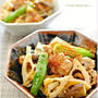 豚肉ボールと食感楽しい野菜の塩麹炒め / 10日の朝ごはん