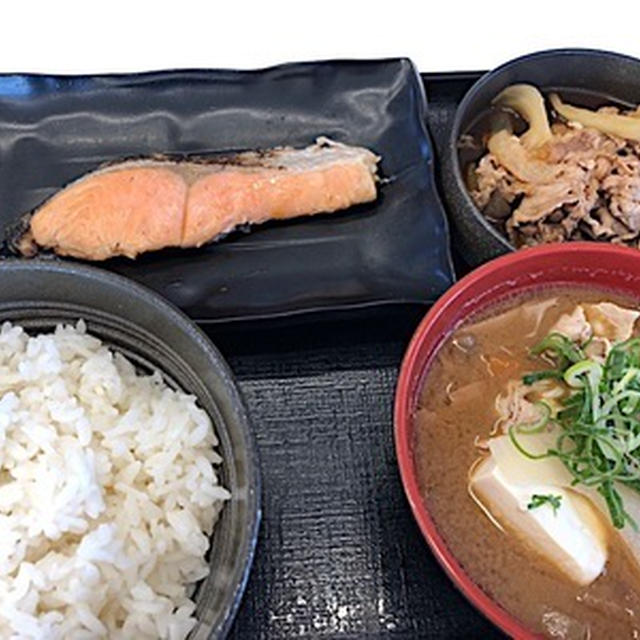淡路島をドライブ中に吉野家の牛鮭定食
