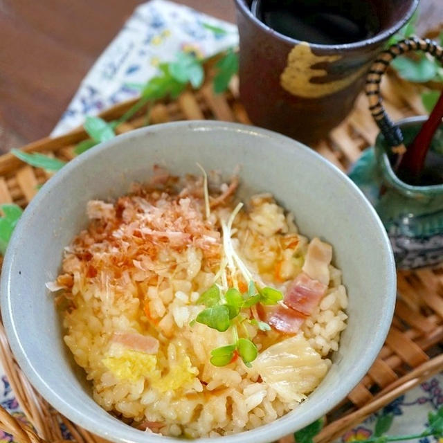 白菜のお漬物の意外な使い方♪かつお香る～和風カルボナーラご飯♪