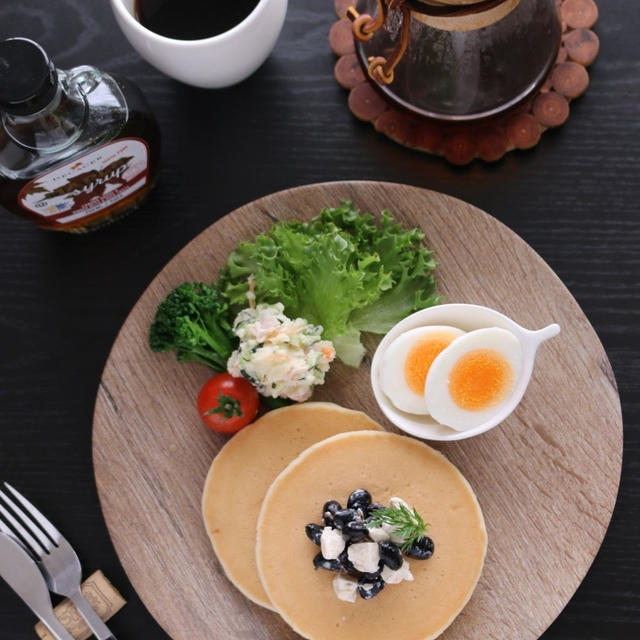 黒豆とクリームチーズのホットケーキ