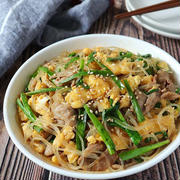 お知らせあり！めっちゃご飯に合う【豚ニラ玉子の中華風春雨炒め】