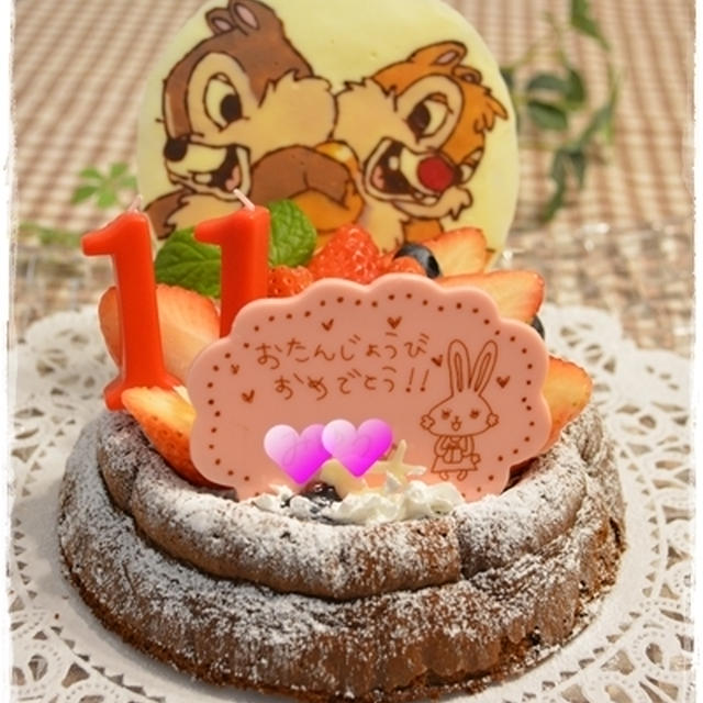 誕生日ケーキ チップとデールのキャラチョコ By Sayuttinさん レシピブログ 料理ブログのレシピ満載