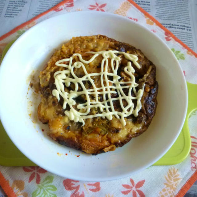 昭和天ぷら粉黄金で納豆キムチのオムレツ風