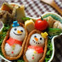 【簡単レシピ】冬弁☆雪だるまのお稲荷さん弁当