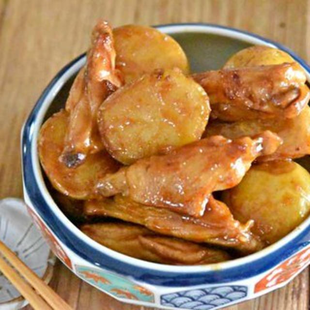 【新じゃがレシピ】照りがつきやすい調理法！！手羽中と新じゃがの照り煮の作り方