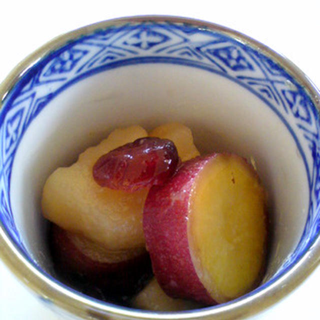 サツマイモとリンゴの甘煮
