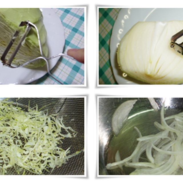 カット野菜(サラダ)は、ピーラーで簡単に作れる
