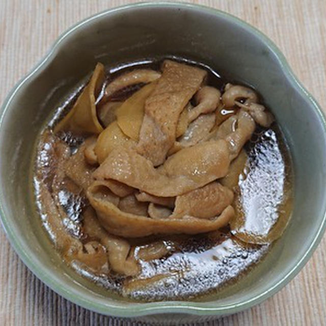 鶏皮の甘辛煮、ちくわとキュウリのおつまみ