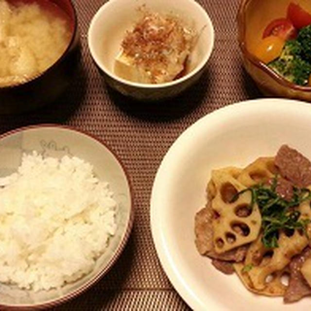 牛肉とれんこんの甘辛炒め