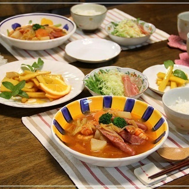 ・イタリアントマト煮＆キャンディーポテト