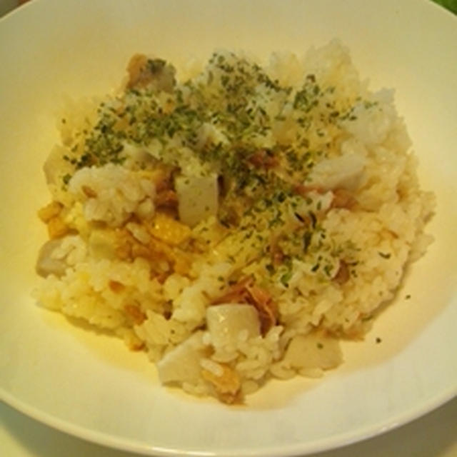 里芋と焼き鳥の簡単炊き込みご飯