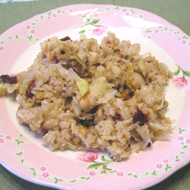 青大豆とベビーホタテのおこわ