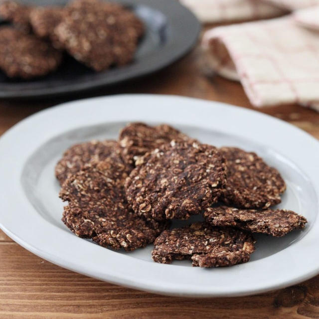 ココアオートミールクッキー♪油なし卵なし小麦粉なし！簡単おやつレシピ