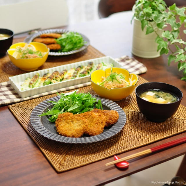 ヒレカツメインの晩ごはん献立