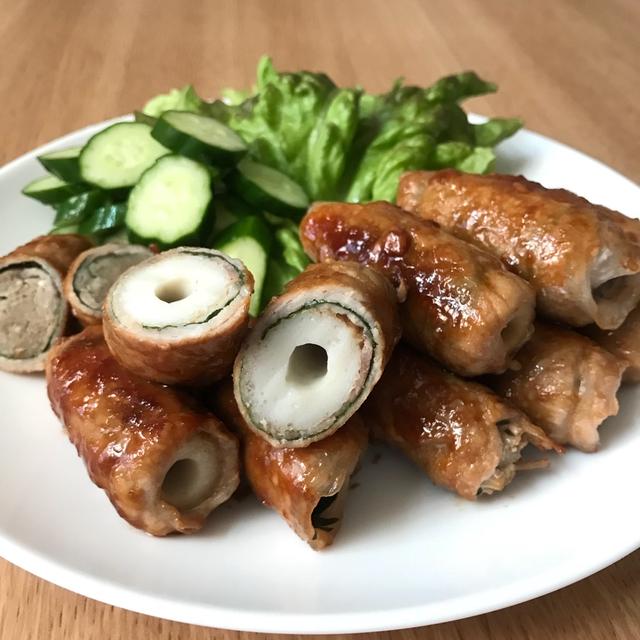 ちくわの豚ロール、さっぱり照り焼き