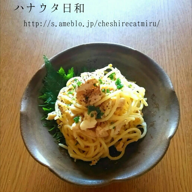 チキンと茹で卵のスパゲティサラダ