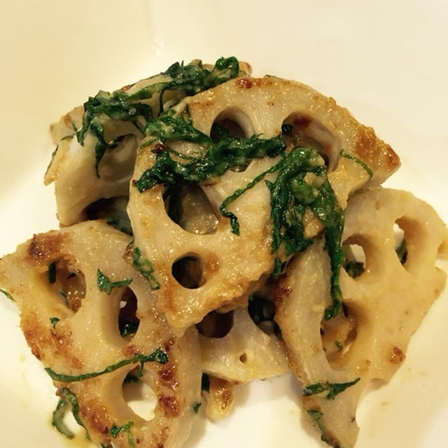 れんこんの大葉味噌マヨ焼きσ(´~｀*)