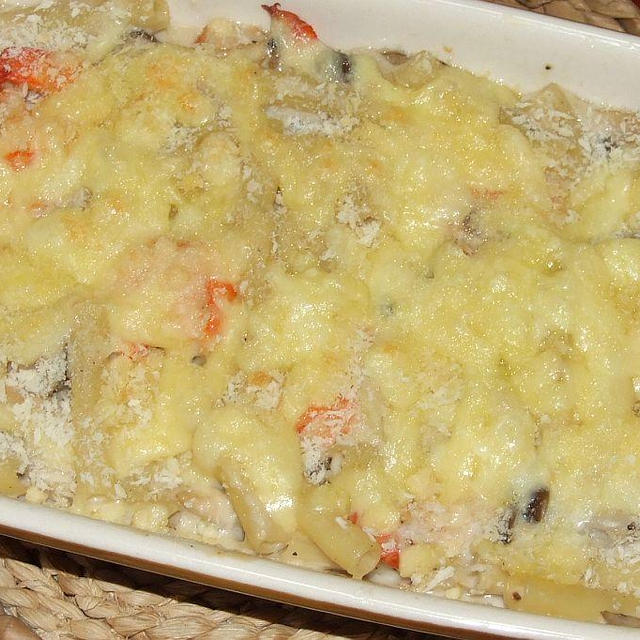 エビとキノコのマカロニグラタン＆ステーキ☆