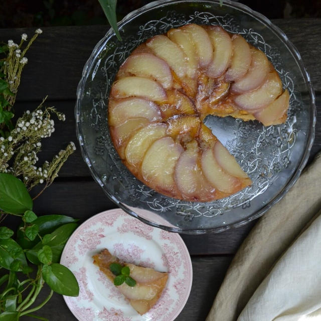 Peach Upside Down Cake 桃のアップサイドダウンケーキ