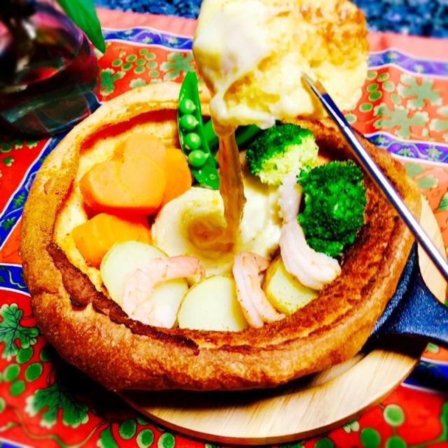 ダッチベイビーでカマンベールフォンデュ？ちょいカレー風味