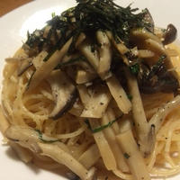 キノコソテーのせタラコパスタ