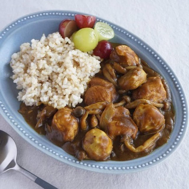 秋満載！チキンとしめじと栗のカレー