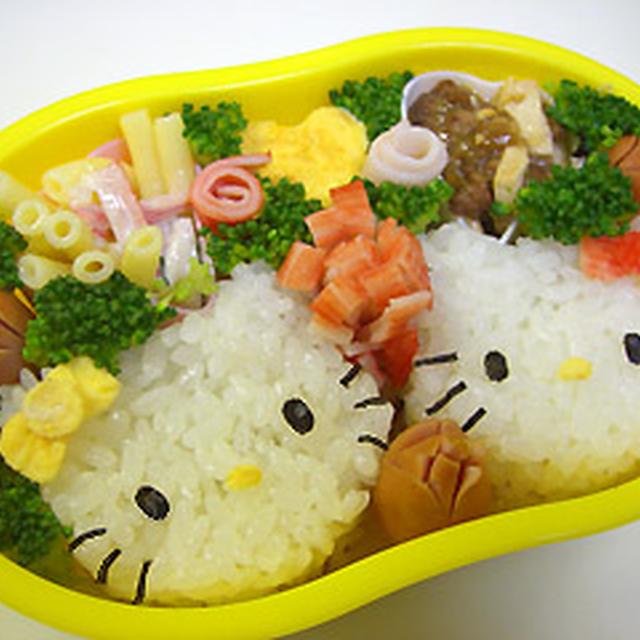 ☆キャラ弁☆　〜キティ＆ミミィ弁当〜